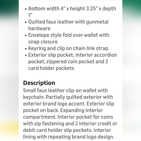 Steve Madden BWren Quilted Flap Card Case Wallet & Bag Charm Set - Picture 6 of 8